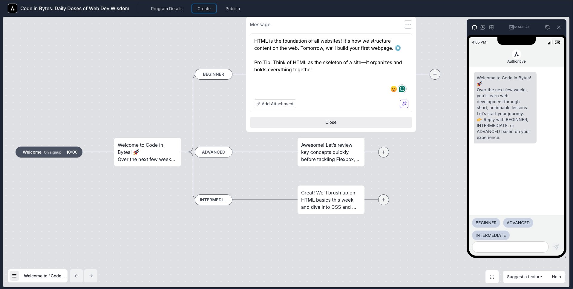 Authoritive program builder
